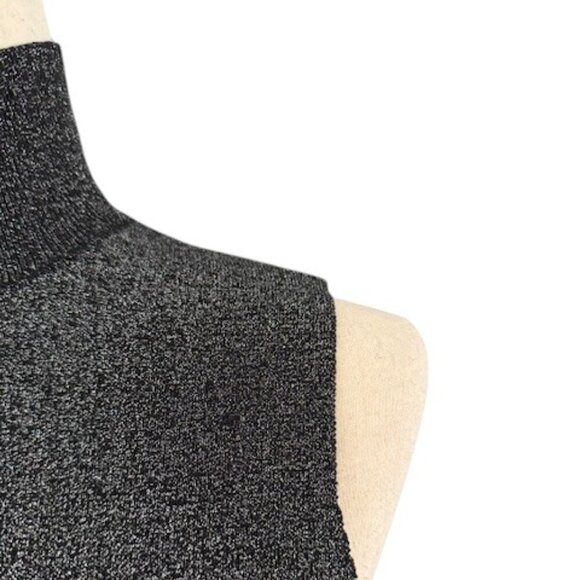 House of Harlow 1960 Women's Black Silver Lurex Metallic Dress Mock Neck Med NWT - Picture 4 of 15